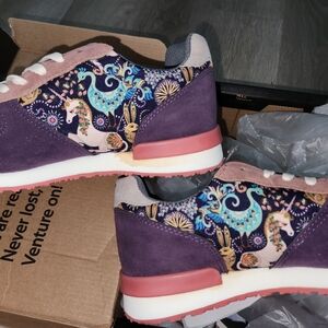 Inkkas Purple and Pink Patterned Sneakers - Unicorn & Peacok